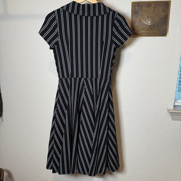 Women's Gown Town Retro Black and White Striped Fit and Flair Dress Size Small - Picture 8 of 8